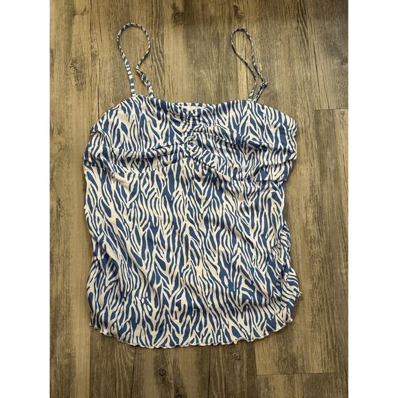 DVF x Target Size XXL Sea Twig Blue and White Tube Top Camisole Removable Straps - Picture 2 of 7